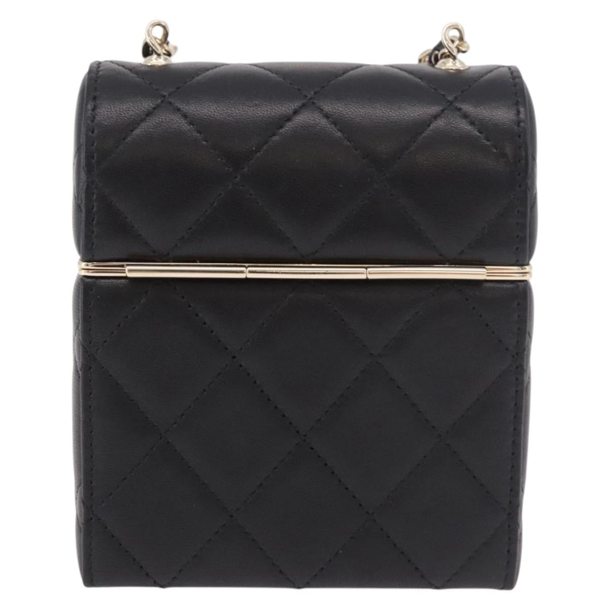 CHANEL Matelasse Chain Shoulder Bag Lamb Skin Black Gold CC Auth 187480SAM