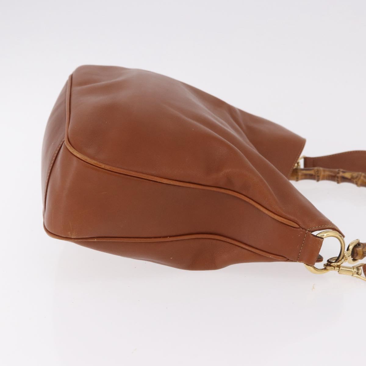 GUCCI Bamboo Shoulder Bag Leather 2way Brown Gold 001 0166 1638 Auth 187484