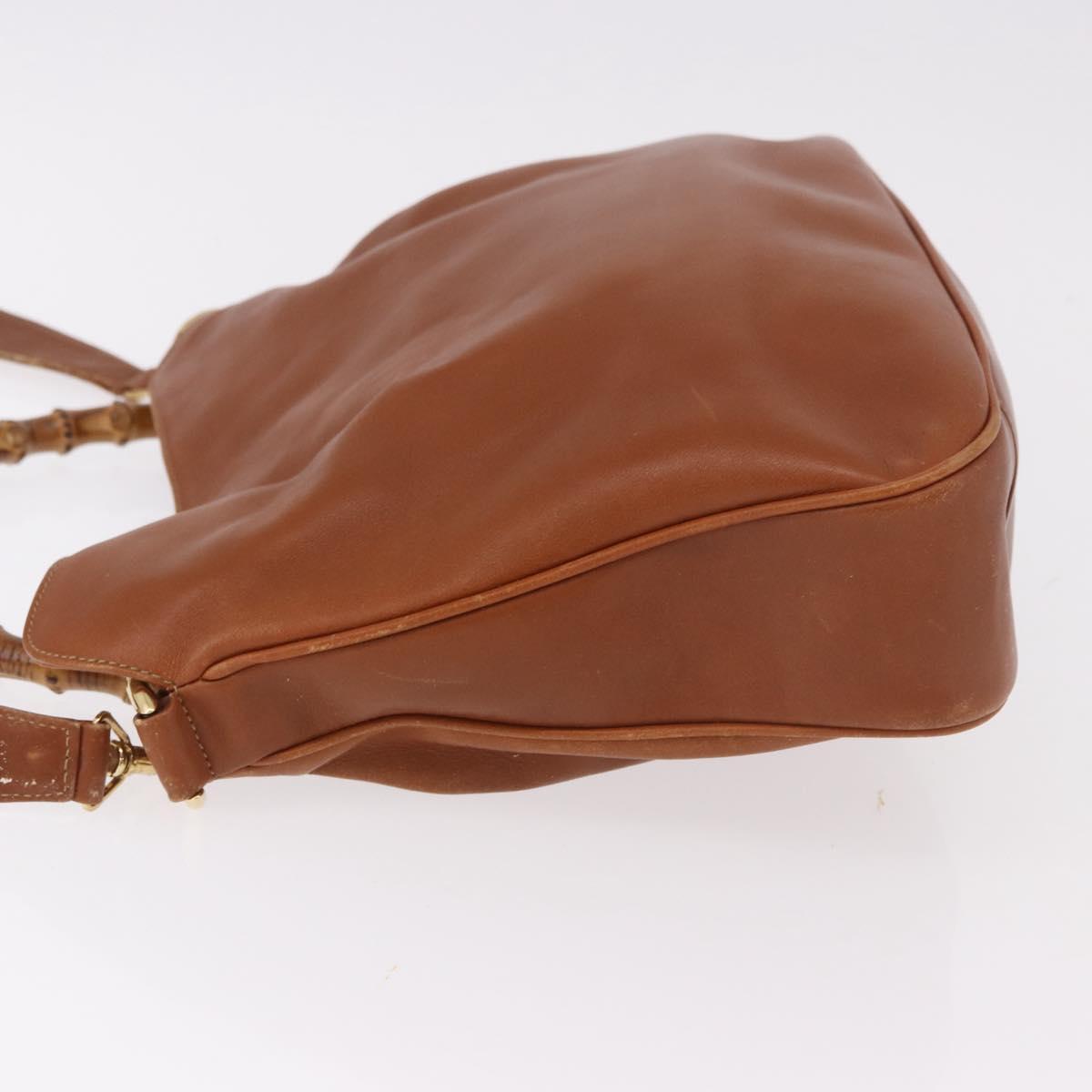 GUCCI Bamboo Shoulder Bag Leather 2way Brown Gold 001 0166 1638 Auth 187484