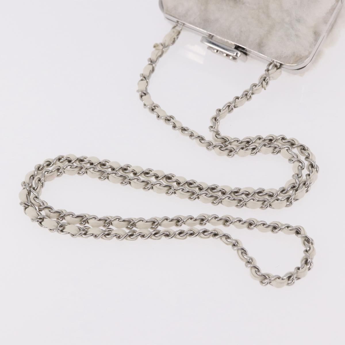 CHANEL Matelasse Chain Shoulder Bag Bore White Silver CC Auth 187487SAM