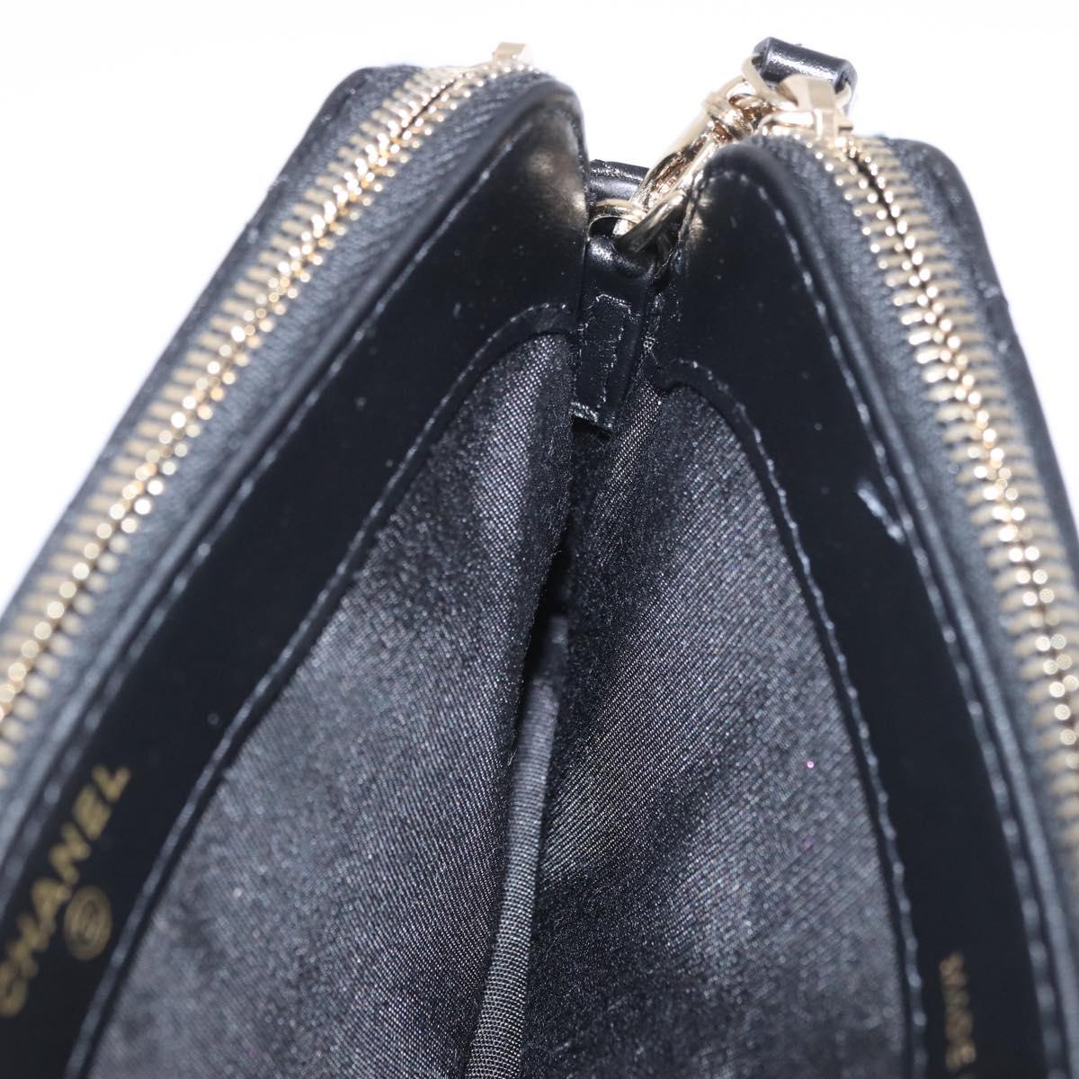 CHANEL Matelasse Chain Shoulder Bag Calf Skin Black Gold CC Auth 187491SAM