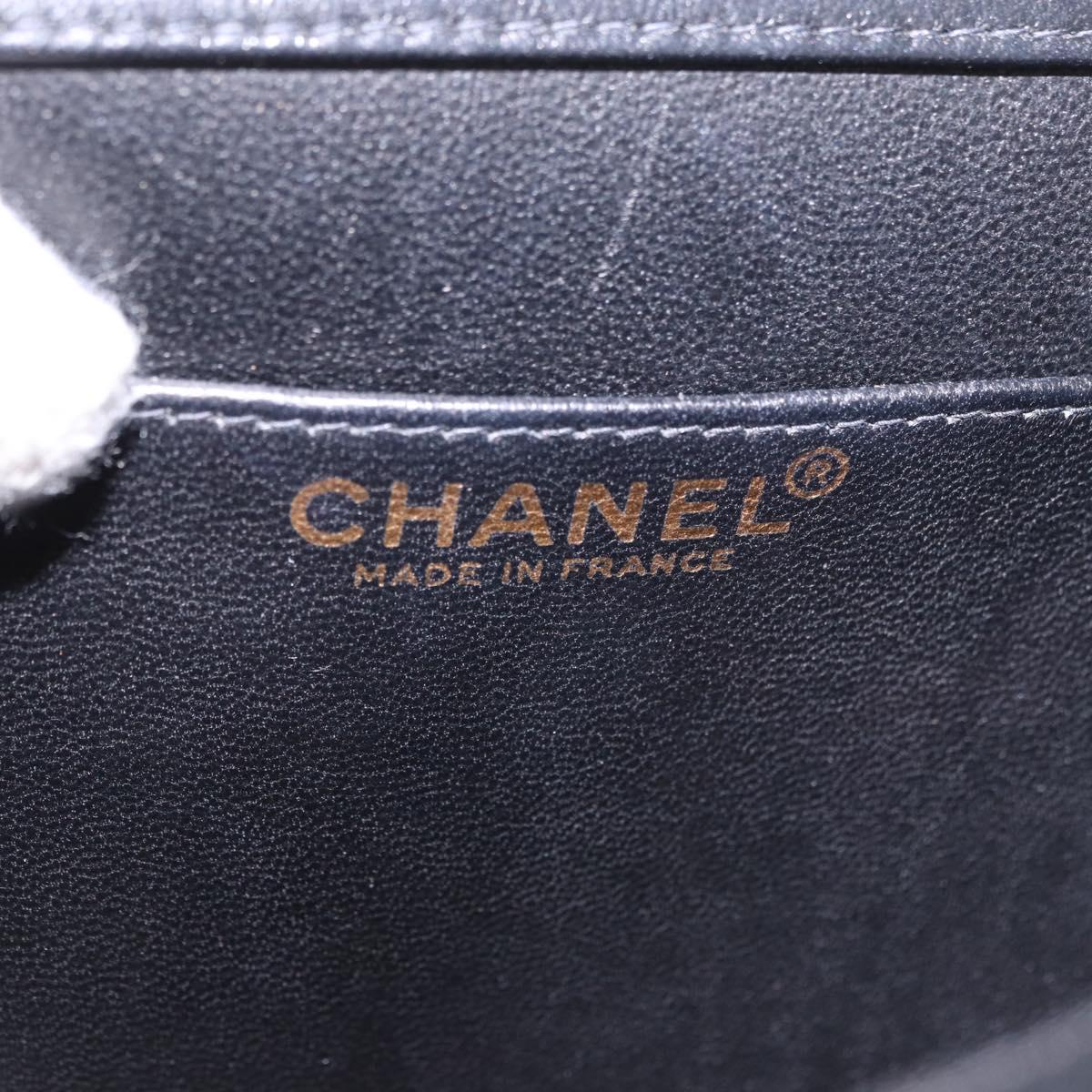 CHANEL Choco Bar Chain Shoulder Bag Lamb Skin Black Gold CC Auth 187494SAM