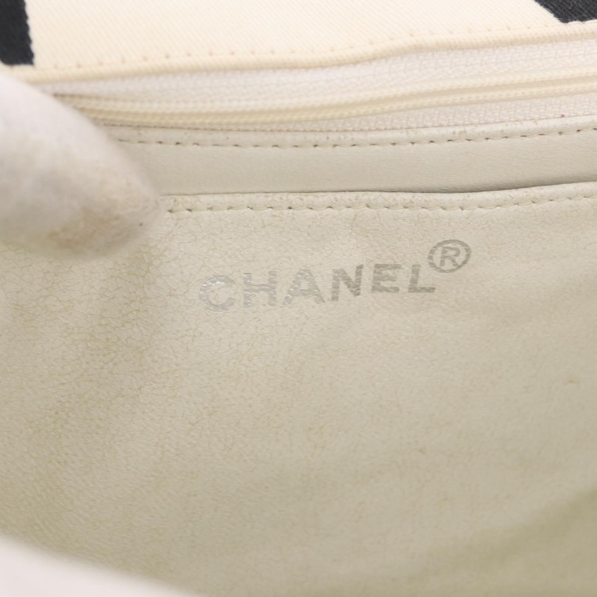 CHANEL Matelasse Chain Hand Bag Canvas White Silver CC Auth 187495V