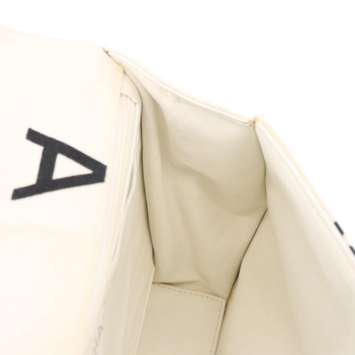 CHANEL Matelasse Chain Hand Bag Canvas White Silver CC Auth 187495V