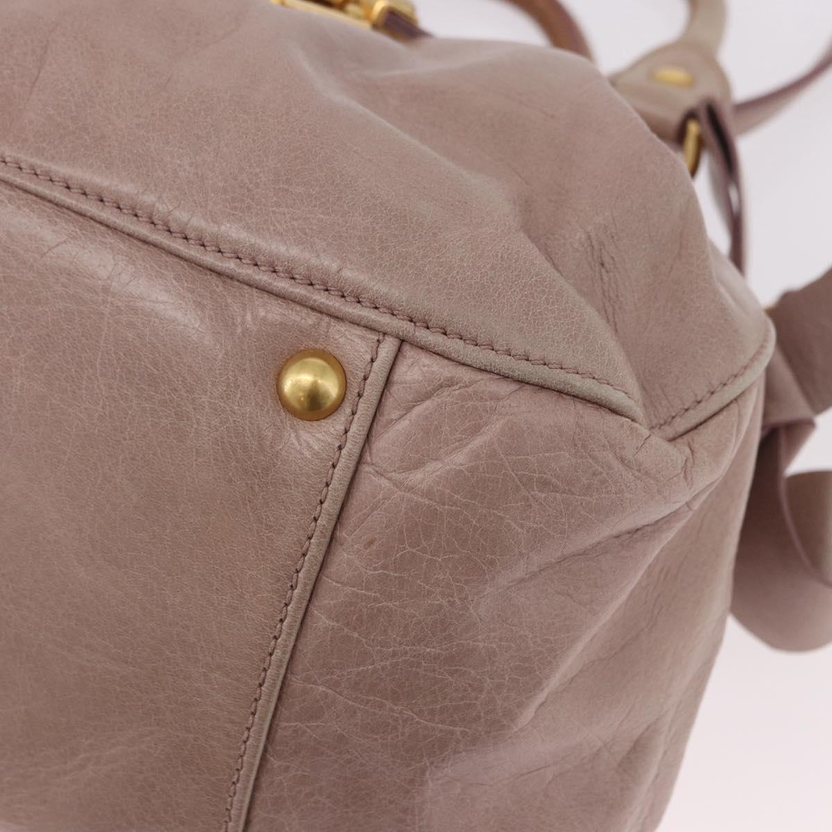 Miu Miu Hand Bag Leather 2way Pink Gold Auth 187497