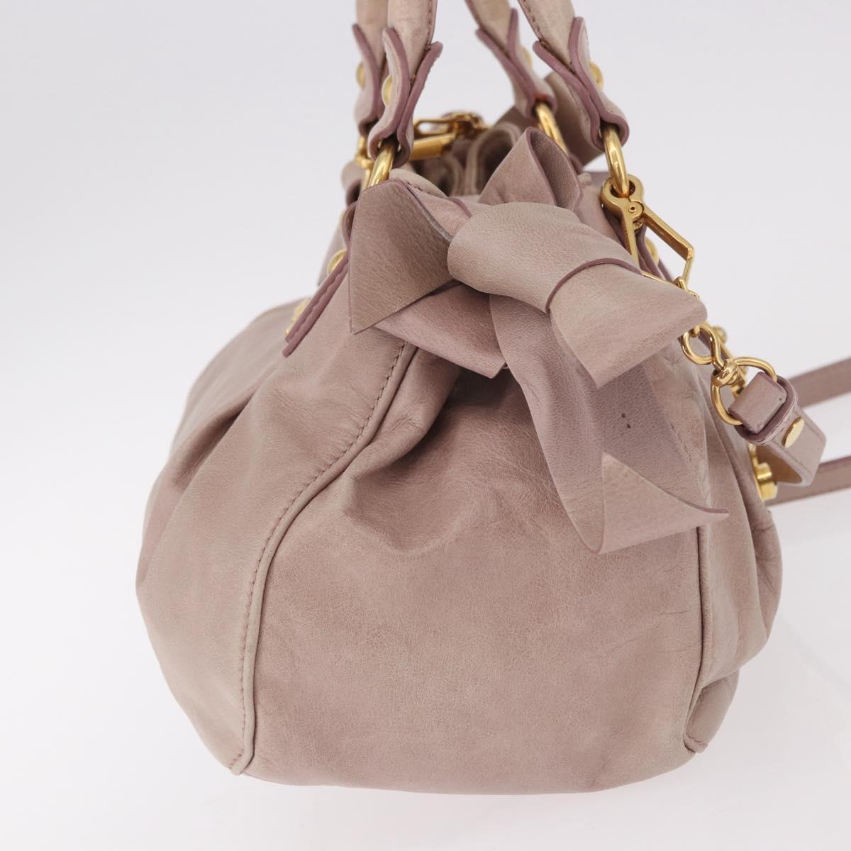 Miu Miu Hand Bag Leather 2way Pink Gold Auth 187497