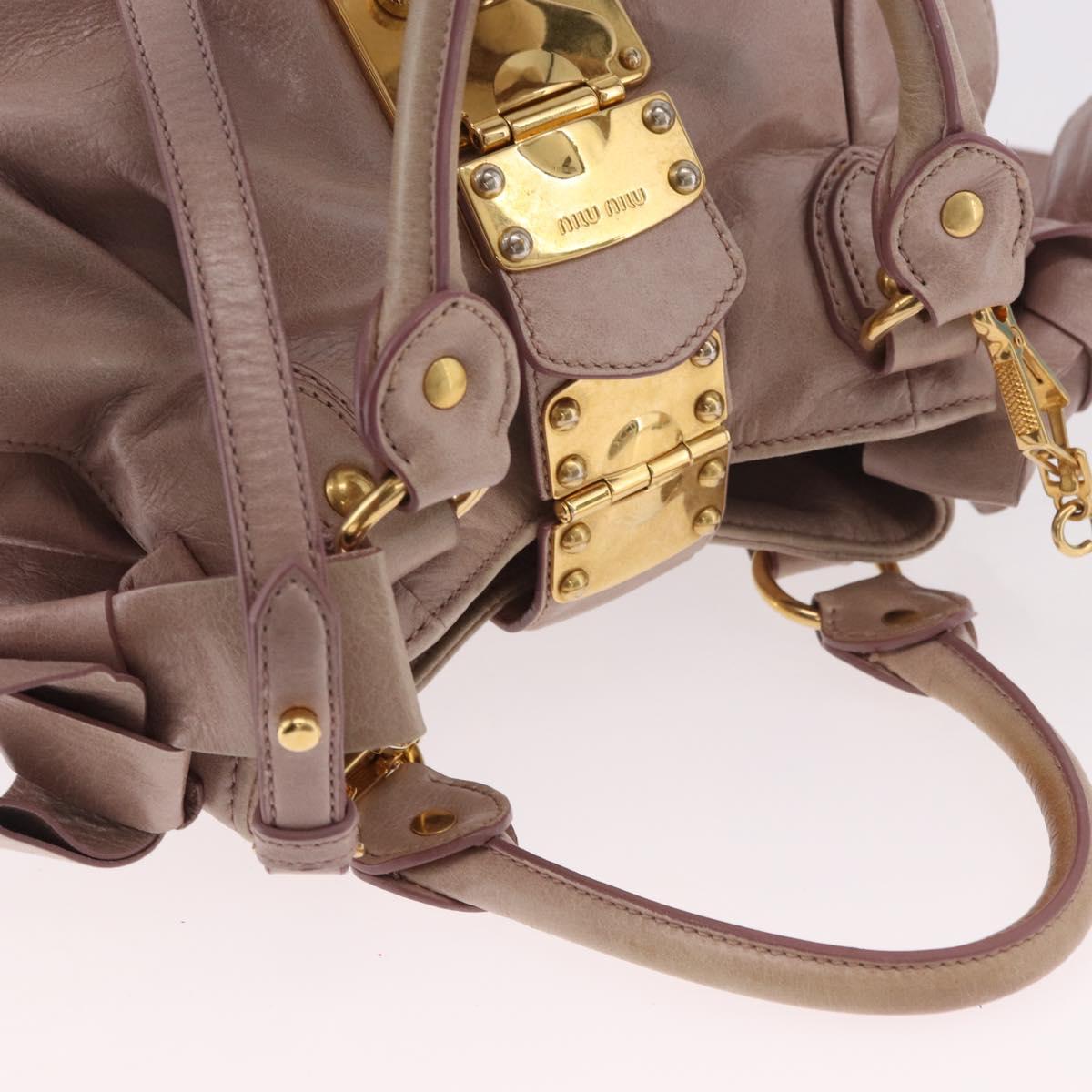 Miu Miu Hand Bag Leather 2way Pink Gold Auth 187497