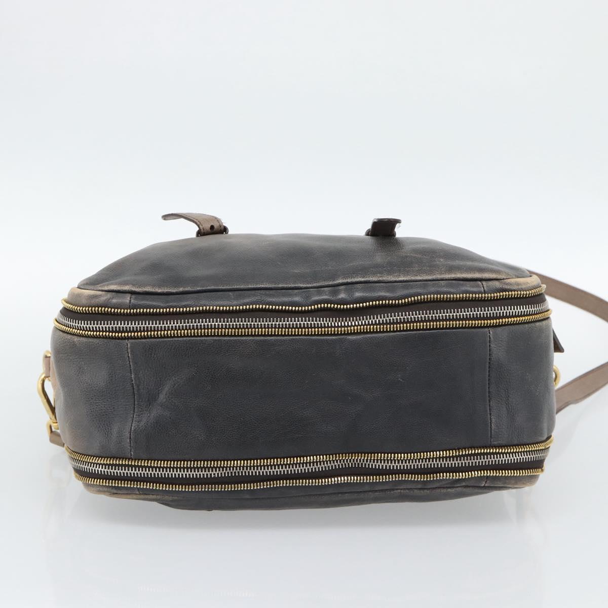 PRADA Hand Bag Leather 2way Beige Gold Auth 187498A