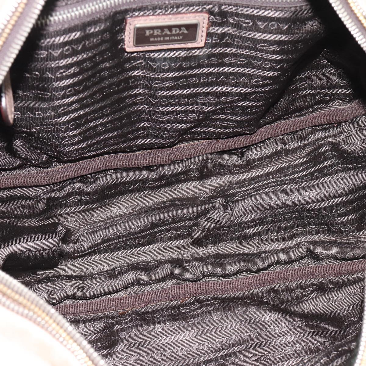 PRADA Hand Bag Leather 2way Beige Gold Auth 187498A