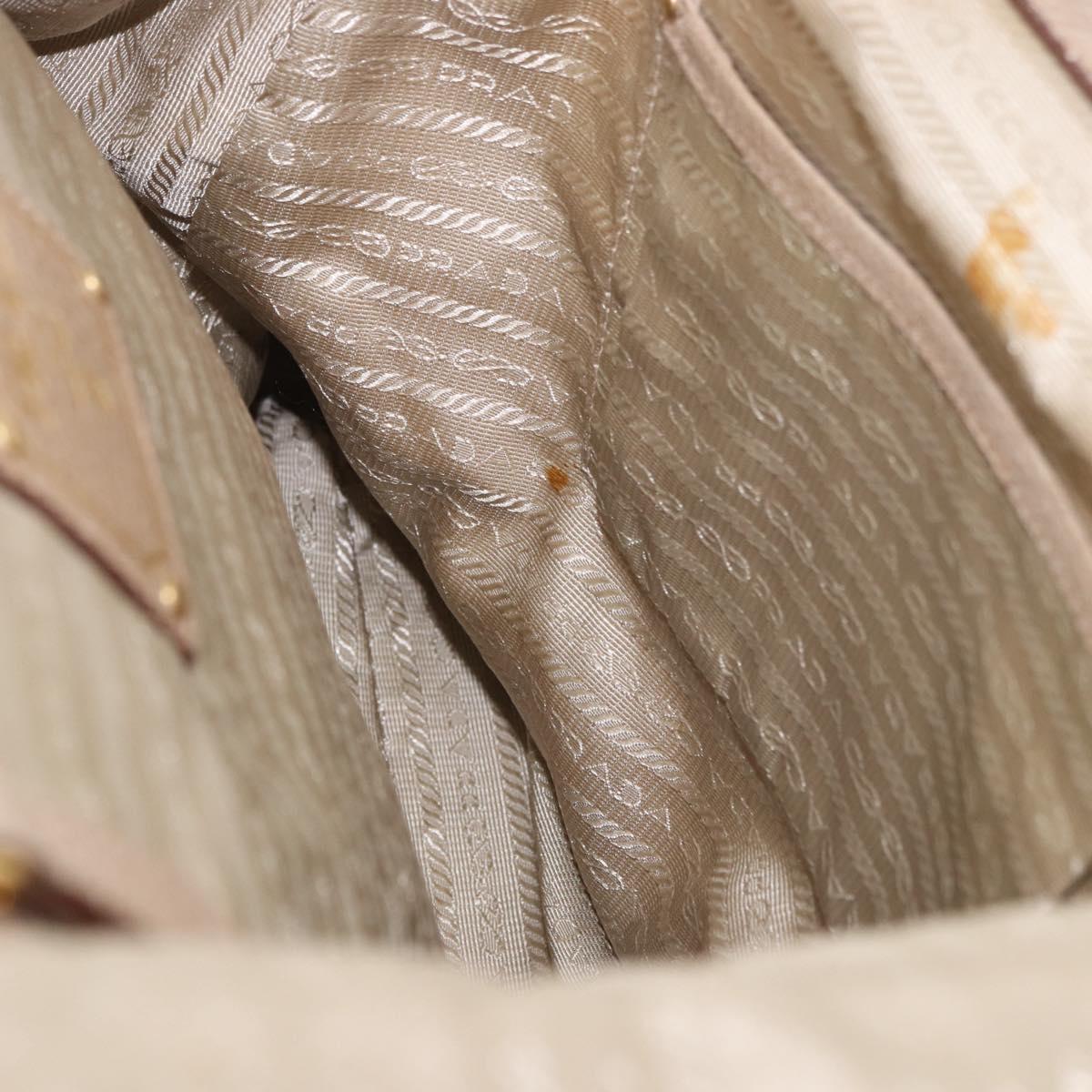 PRADA Hand Bag Leather Beige Gold Auth 187499