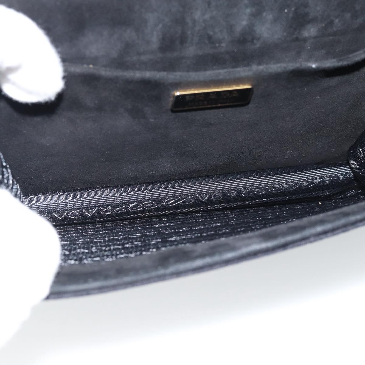 PRADA Shoulder Bag Velor Black Gold Auth 187500V