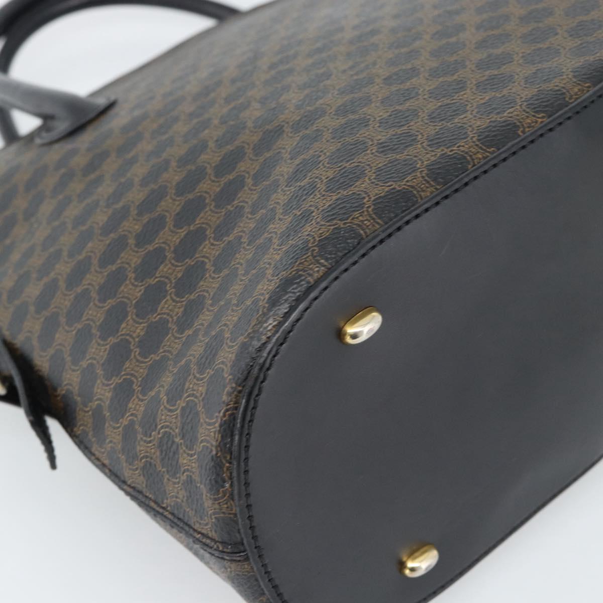 CELINE Macadam Canvas Hand Bag PVC Leather Black Gold Auth 187503A
