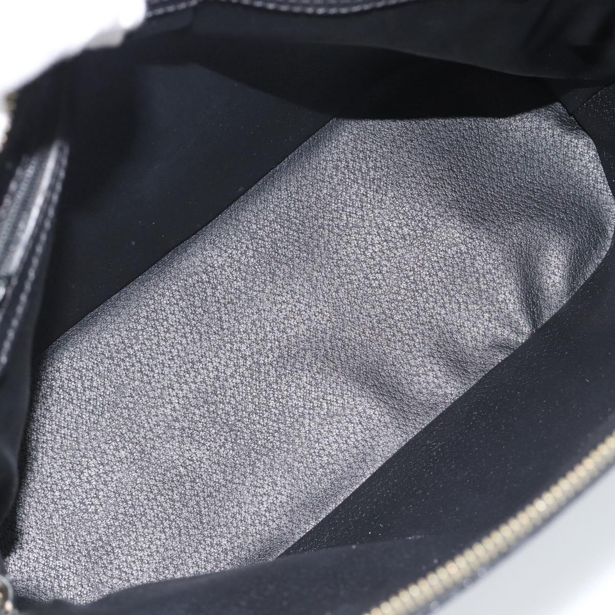 CELINE Macadam Canvas Hand Bag PVC Leather Black Gold Auth 187503A