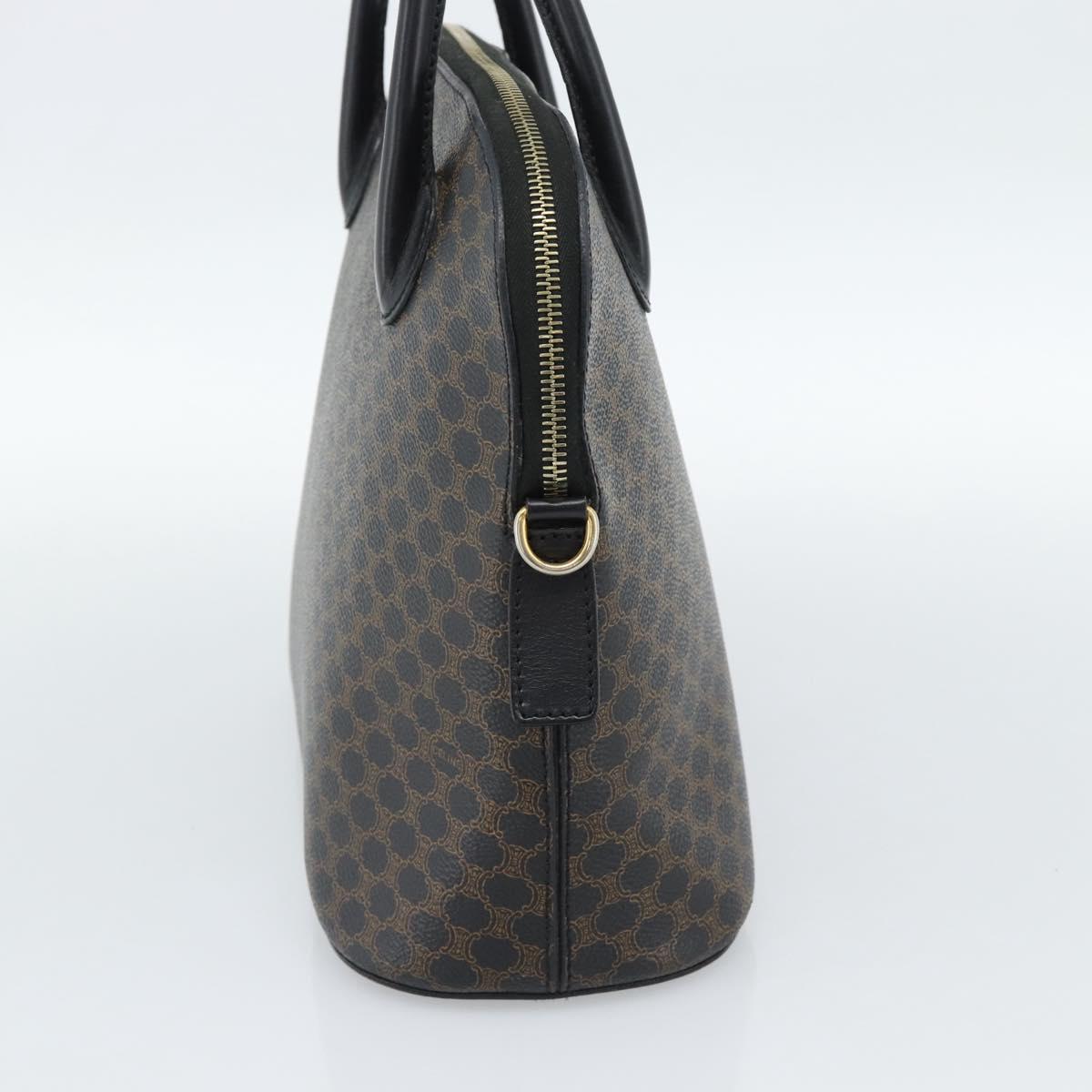CELINE Macadam Canvas Hand Bag PVC Leather Black Gold Auth 187503A