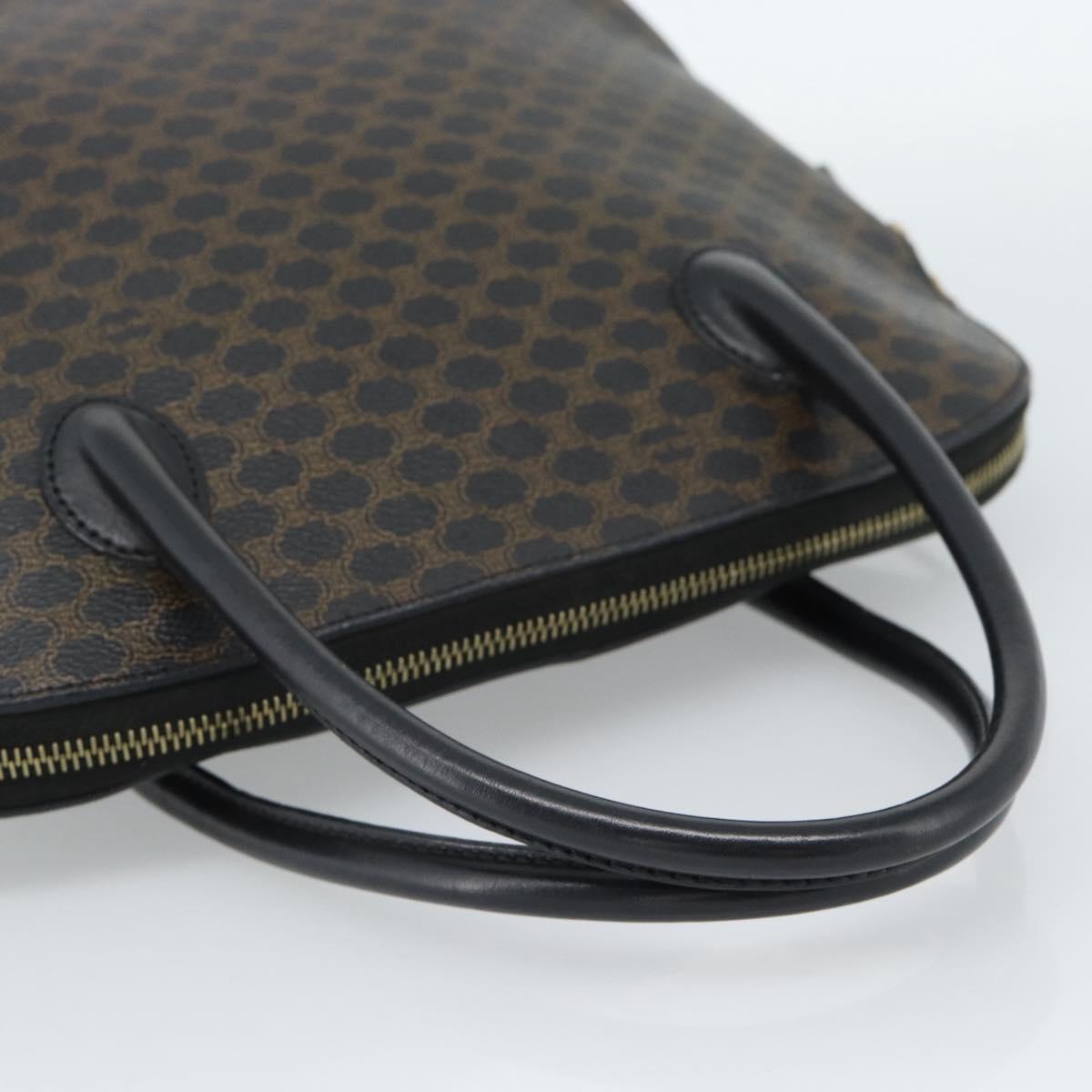 CELINE Macadam Canvas Hand Bag PVC Leather Black Gold Auth 187503A