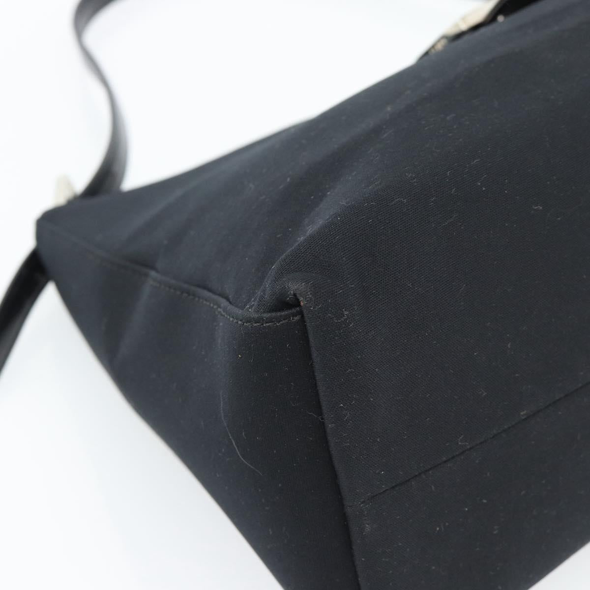 FENDI Mamma Baguette Shoulder Bag Cotton jersey Black Silver Auth 187506V