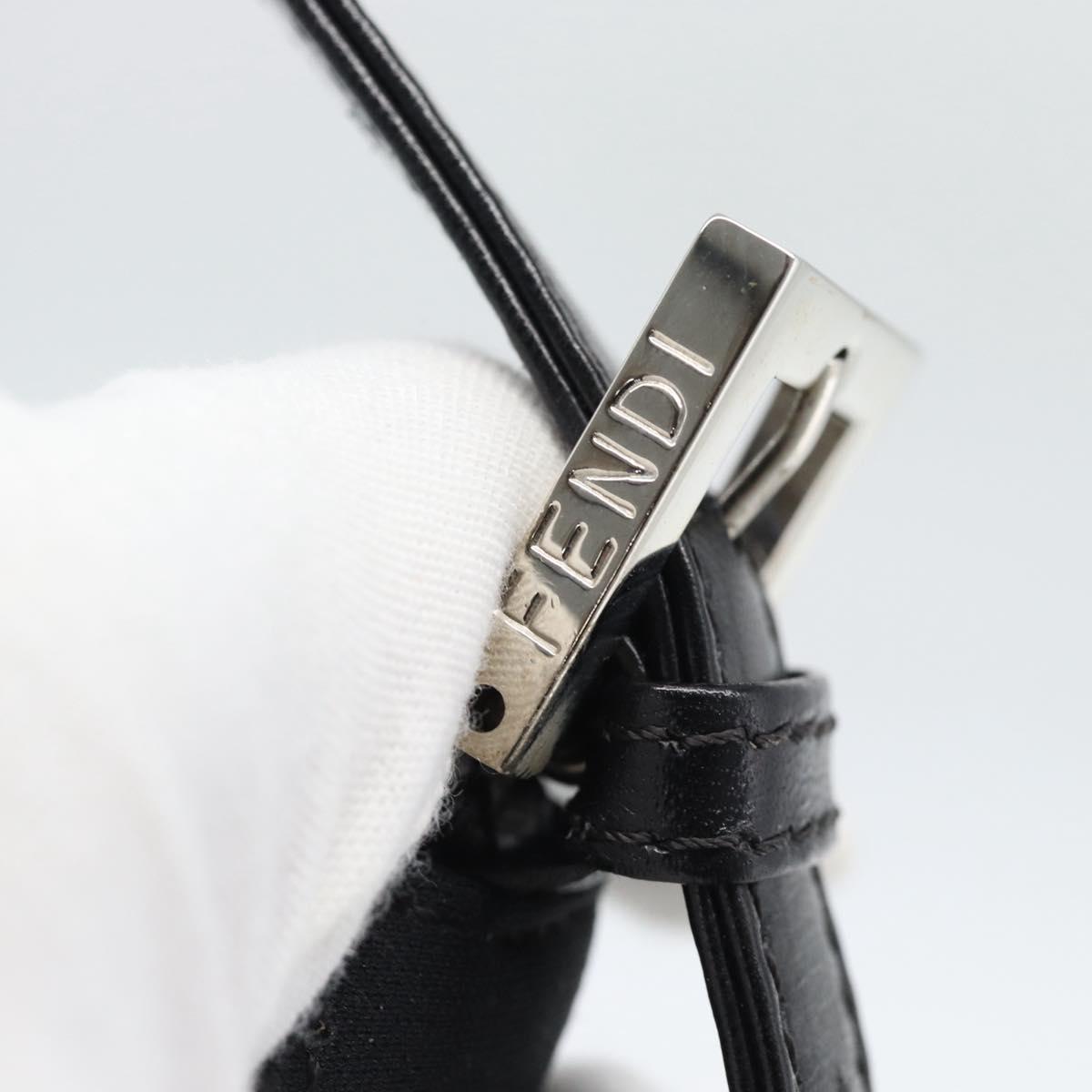 FENDI Mamma Baguette Shoulder Bag Cotton jersey Black Silver Auth 187506V