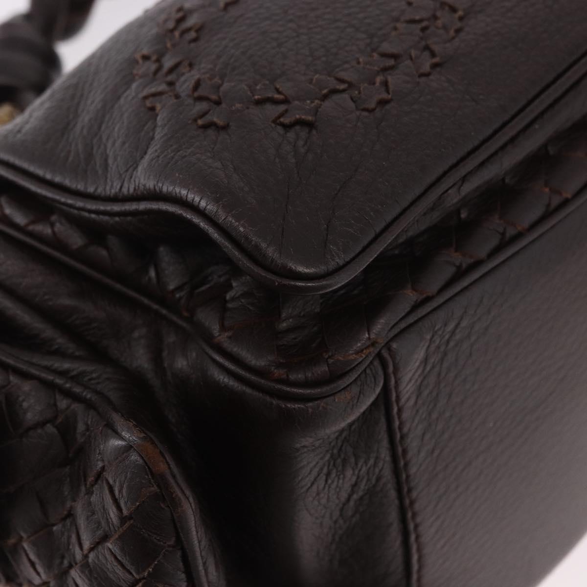 BOTTEGA VENETA Hand Bag Leather Brown Gold Auth 187509V