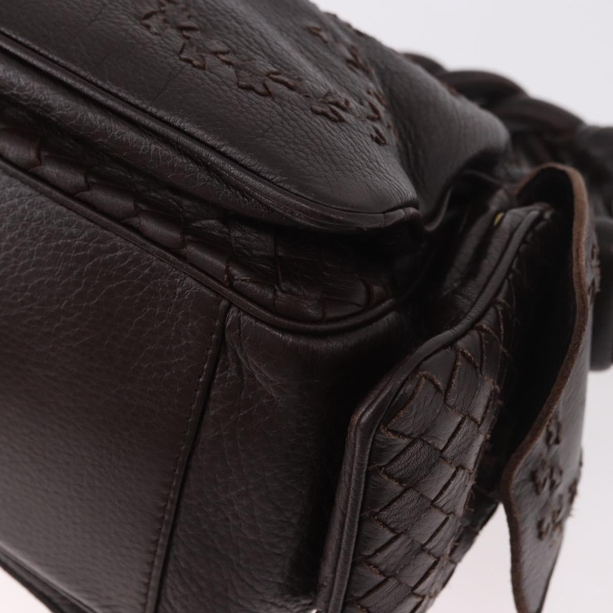 BOTTEGA VENETA Hand Bag Leather Brown Gold Auth 187509V