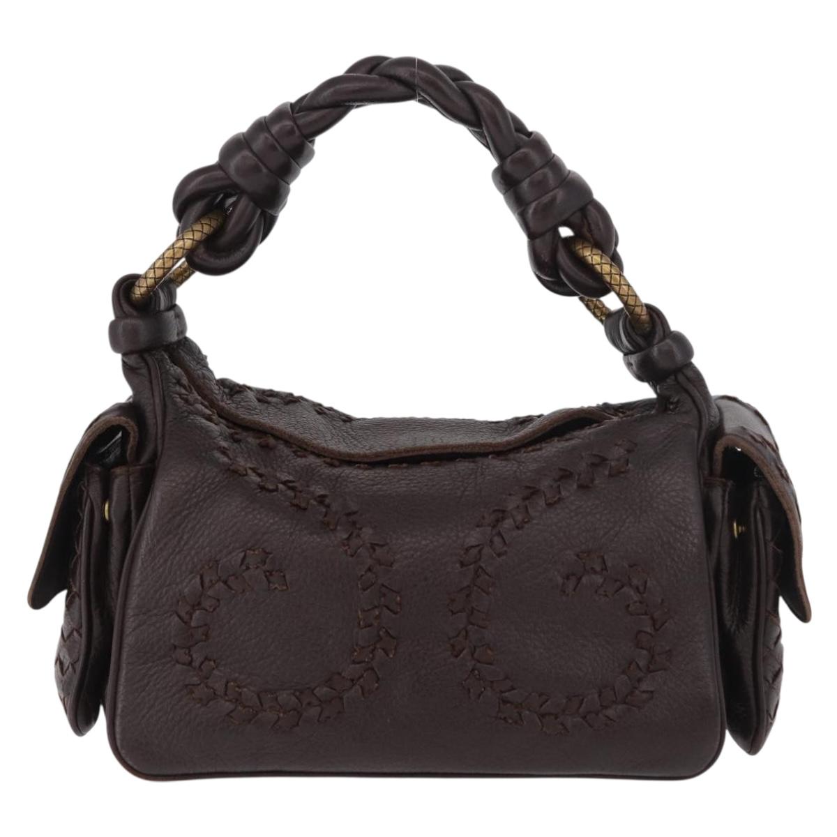 BOTTEGA VENETA Hand Bag Leather Brown Gold Auth 187509V