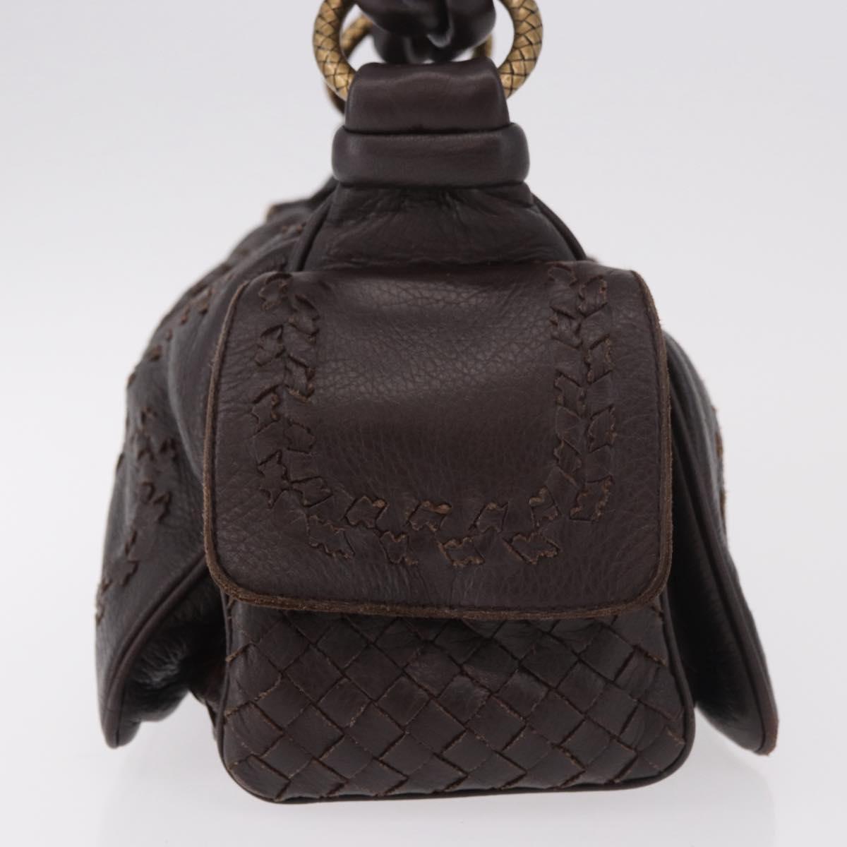 BOTTEGA VENETA Hand Bag Leather Brown Gold Auth 187509V