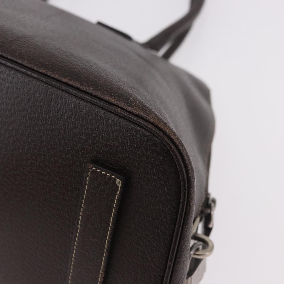PRADA Hand Bag Leather Brown Gold Auth 187510A