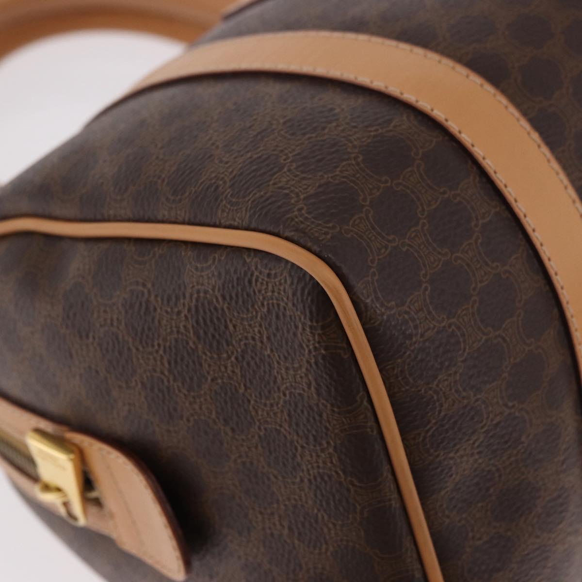 CELINE Macadam Canvas Boston Bag PVC Leather Brown Gold Auth 187511V