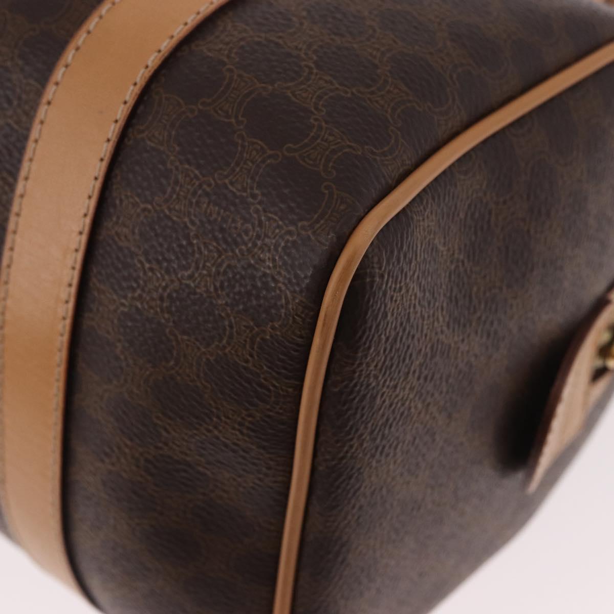 CELINE Macadam Canvas Boston Bag PVC Leather Brown Gold Auth 187511V