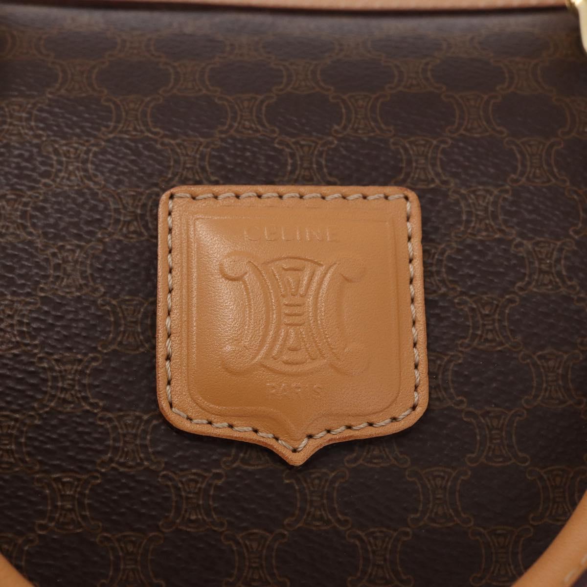 CELINE Macadam Canvas Boston Bag PVC Leather Brown Gold Auth 187511V