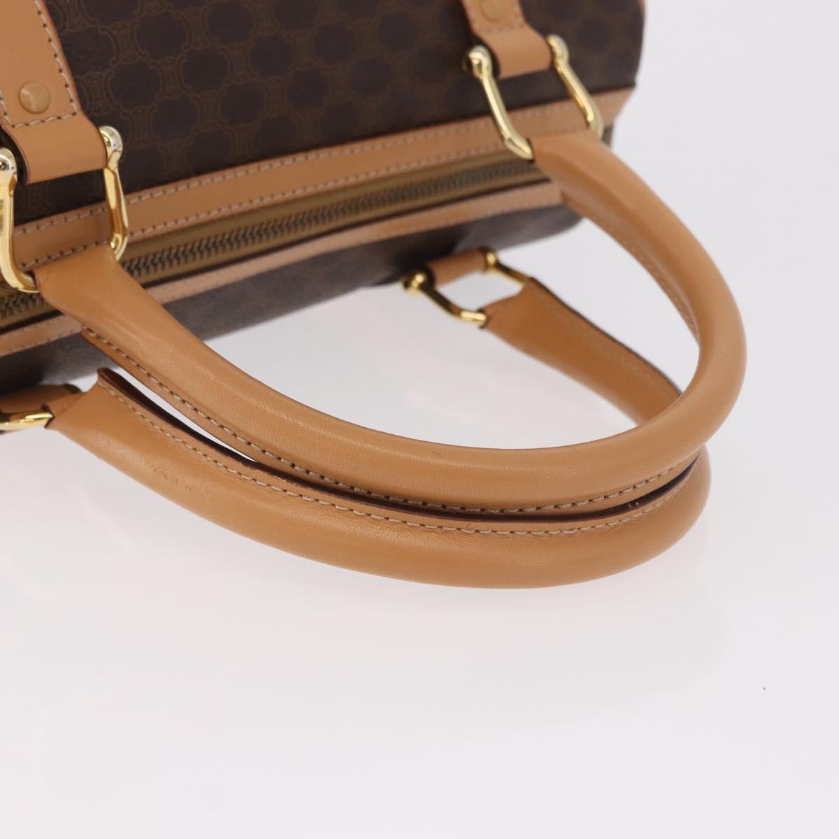 CELINE Macadam Canvas Boston Bag PVC Leather Brown Gold Auth 187511V
