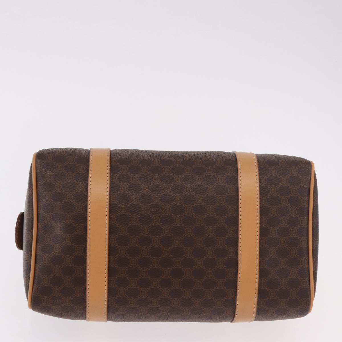 CELINE Macadam Canvas Boston Bag PVC Leather Brown Gold Auth 187511V
