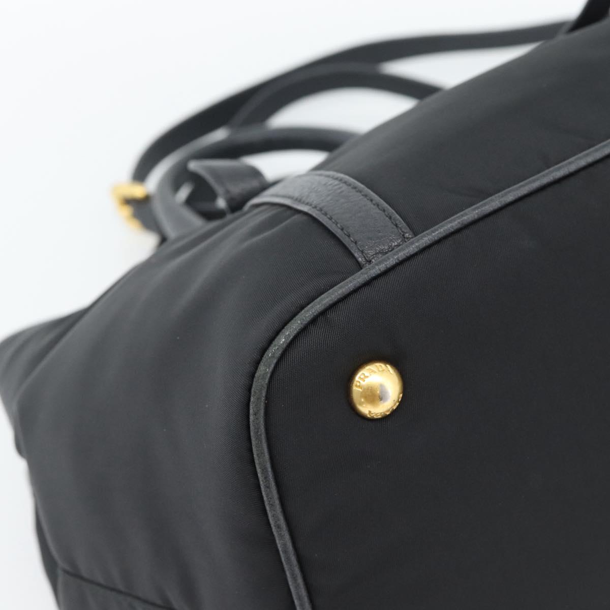 PRADA Hand Bag Nylon 2way Black Gold Auth 187512V