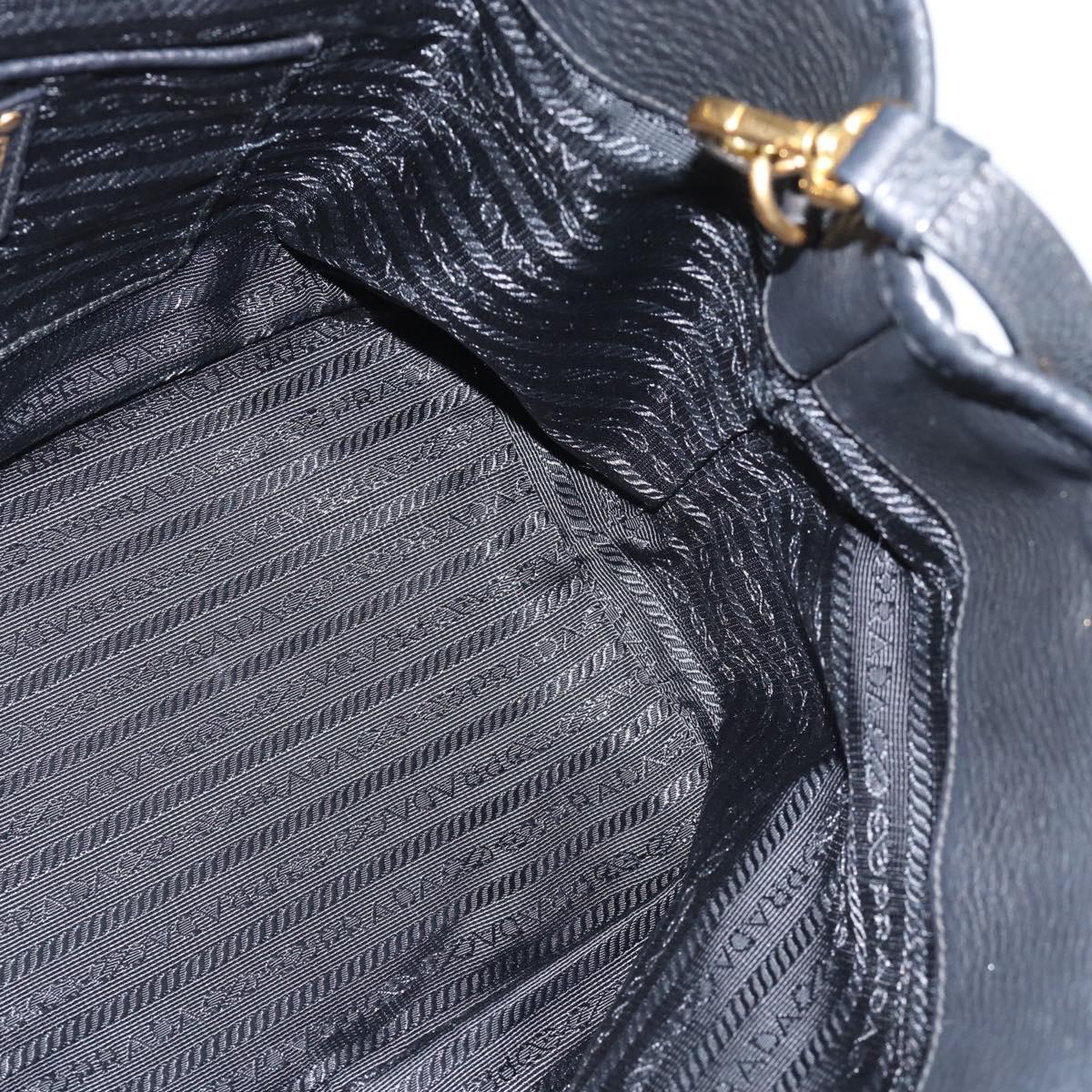 PRADA Hand Bag Nylon 2way Black Gold Auth 187512V