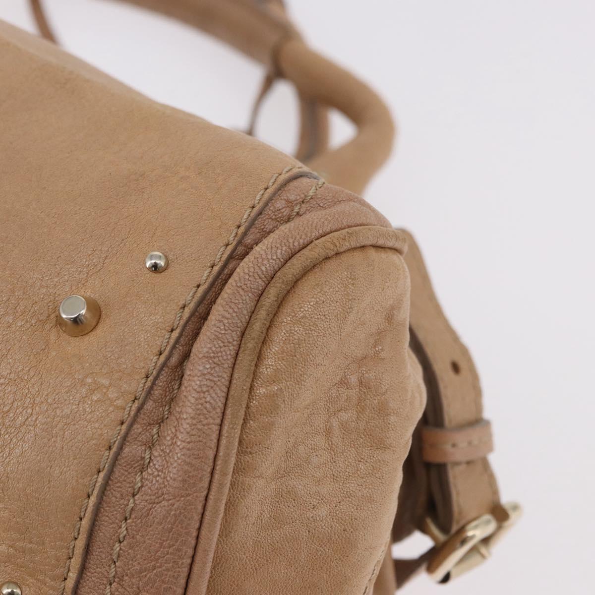 Chloe Paddington Hand Bag Leather Beige Gold Silver Auth 187513V