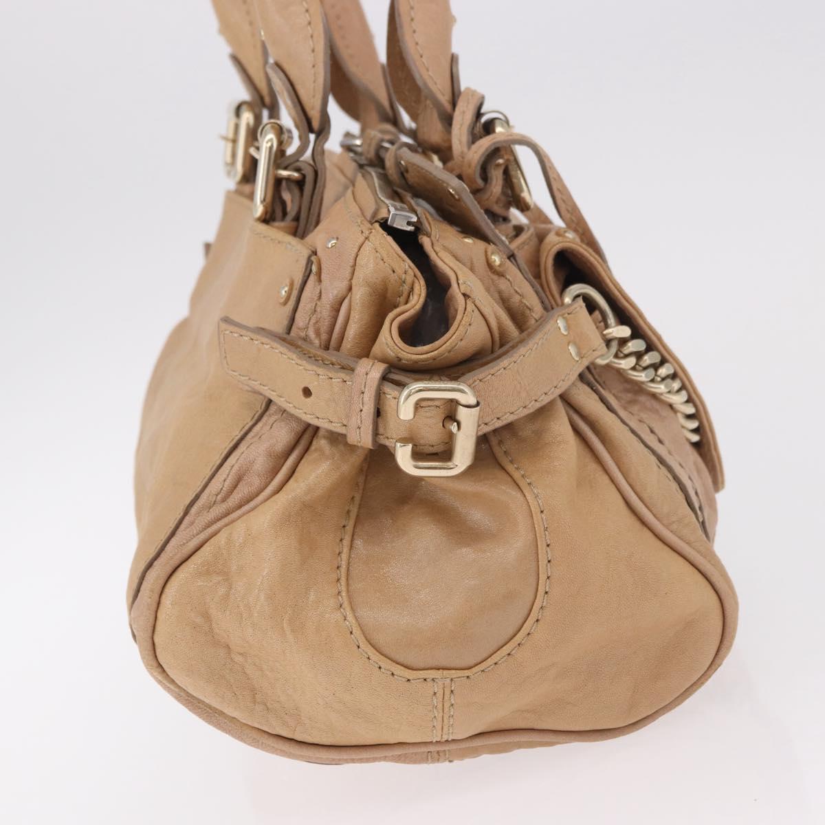 Chloe Paddington Hand Bag Leather Beige Gold Silver Auth 187513V
