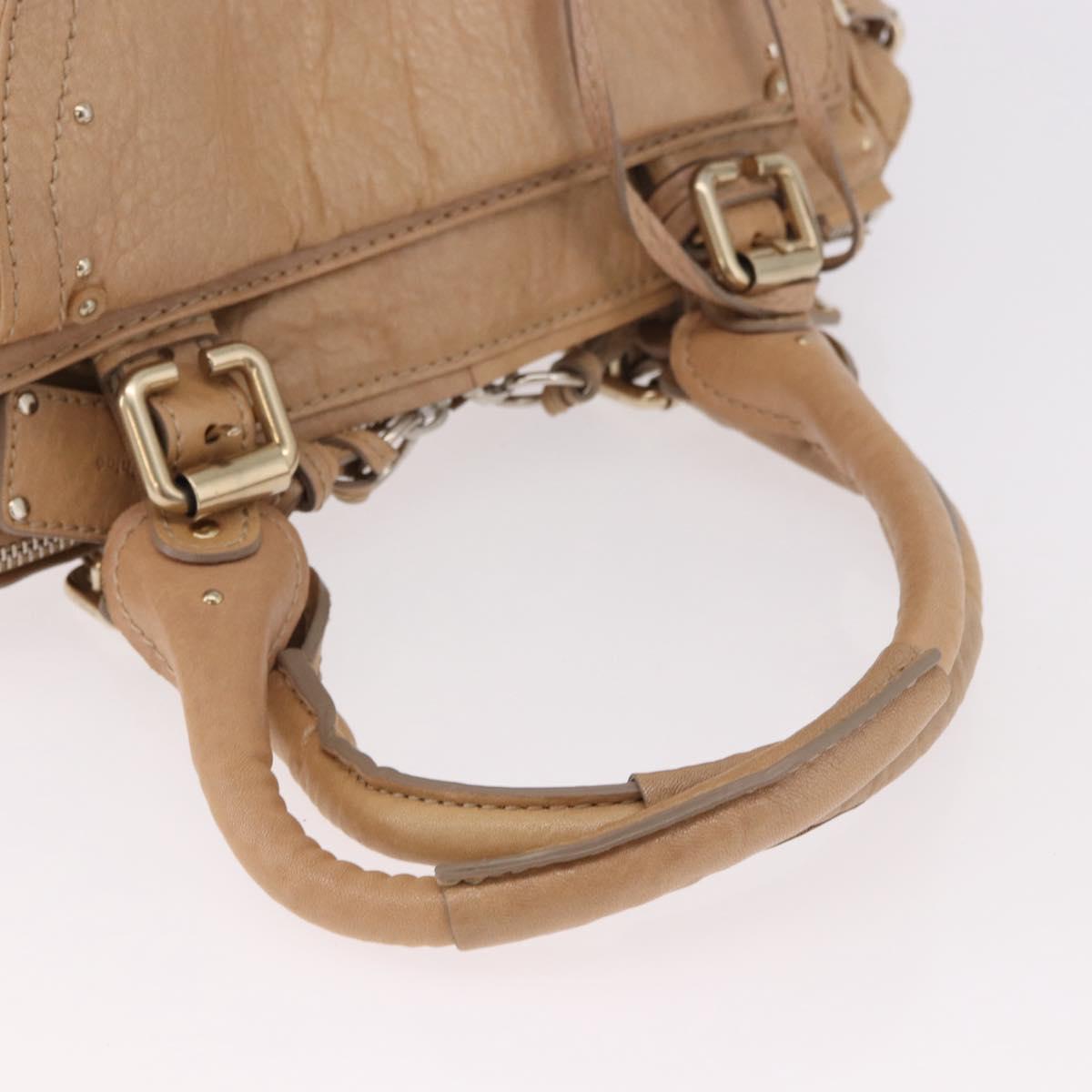 Chloe Paddington Hand Bag Leather Beige Gold Silver Auth 187513V