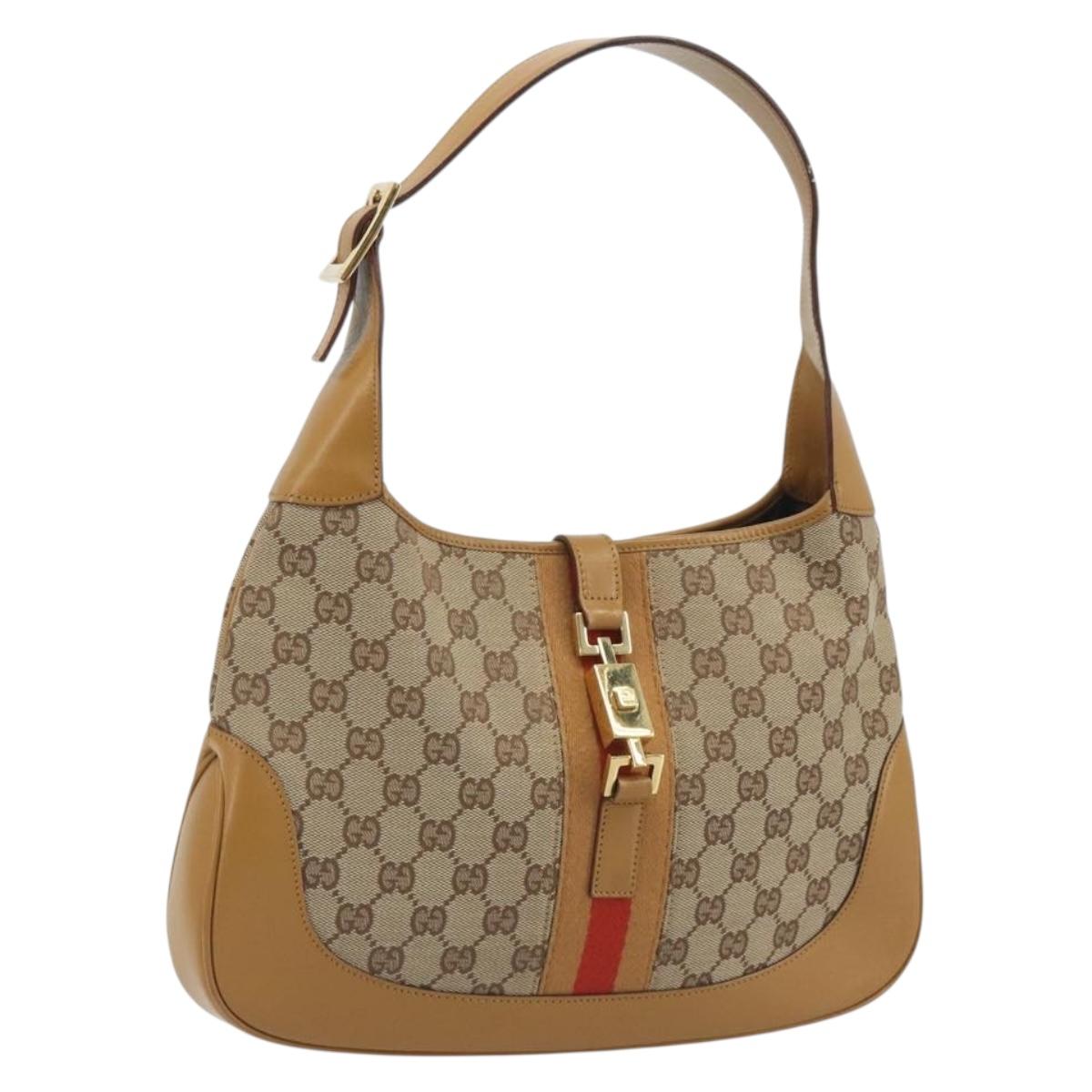 GUCCI GG Canvas Jackie Sherry Line Shoulder Bag Beige Gold 001 3306 Auth 187516V