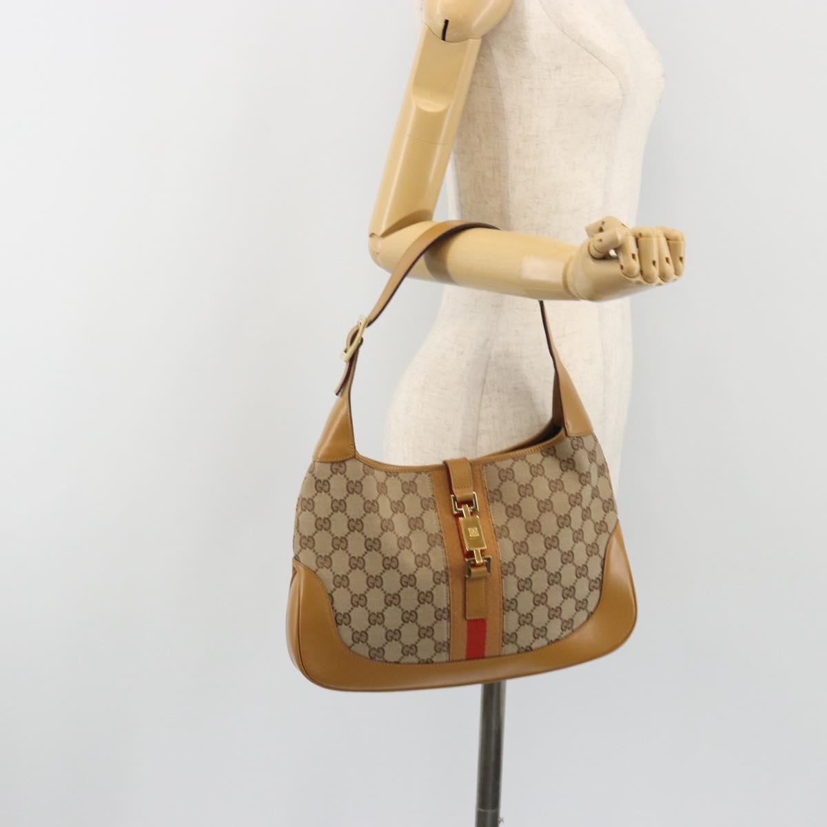 GUCCI GG Canvas Jackie Sherry Line Shoulder Bag Beige Gold 001 3306 Auth 187516V