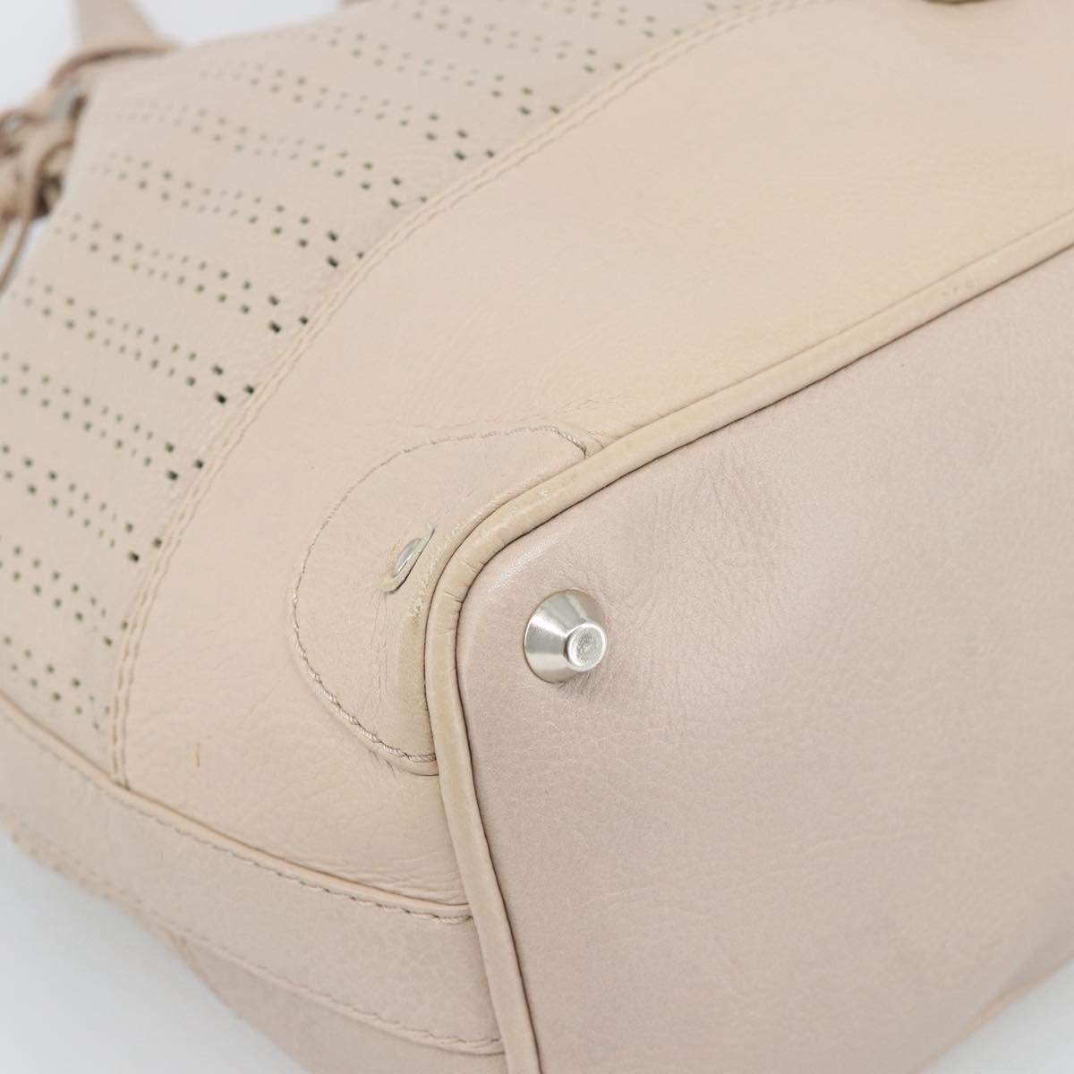 Chloe Kerala Hand Bag Leather Beige Silver Auth 187518V