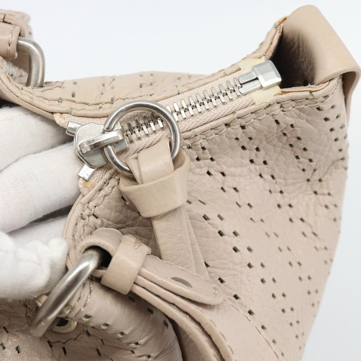 Chloe Kerala Hand Bag Leather Beige Silver Auth 187518V