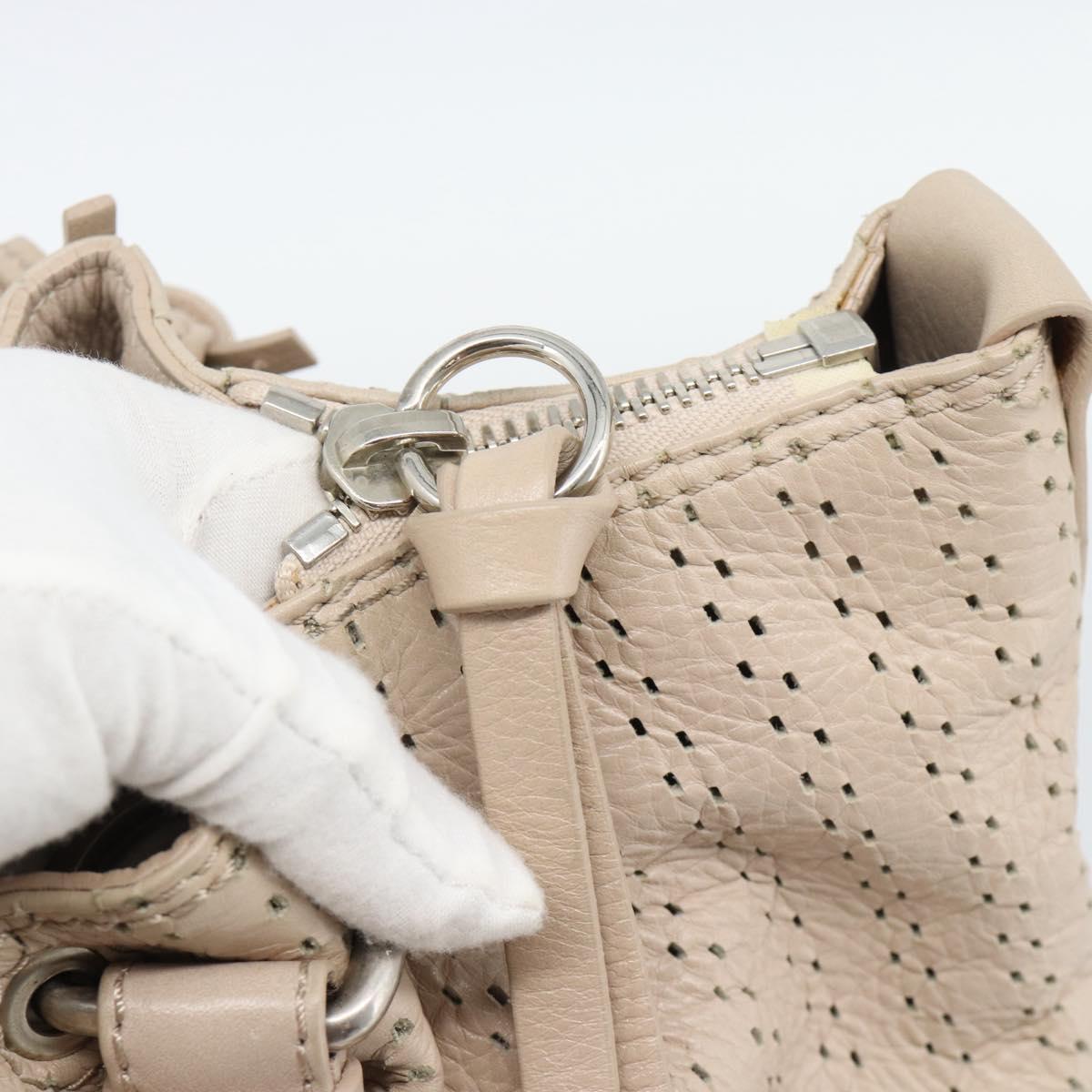 Chloe Kerala Hand Bag Leather Beige Silver Auth 187518V