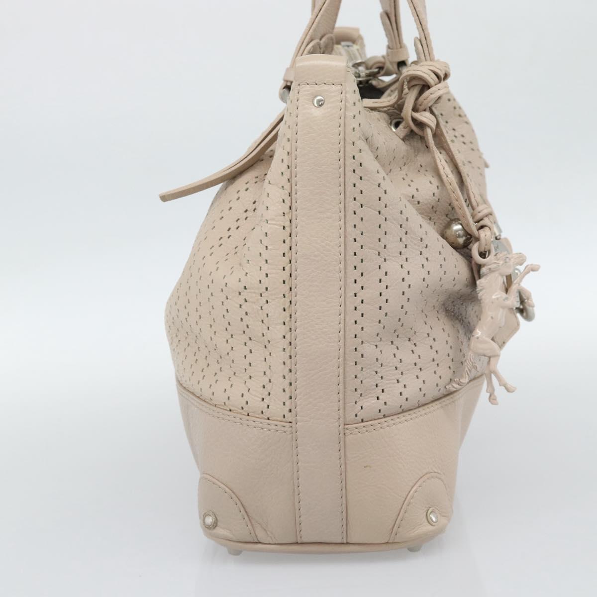 Chloe Kerala Hand Bag Leather Beige Silver Auth 187518V