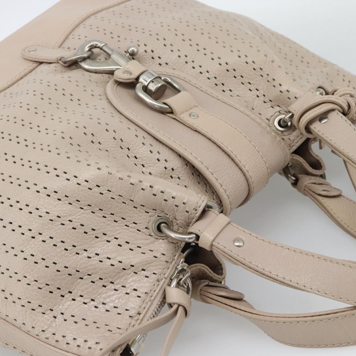 Chloe Kerala Hand Bag Leather Beige Silver Auth 187518V