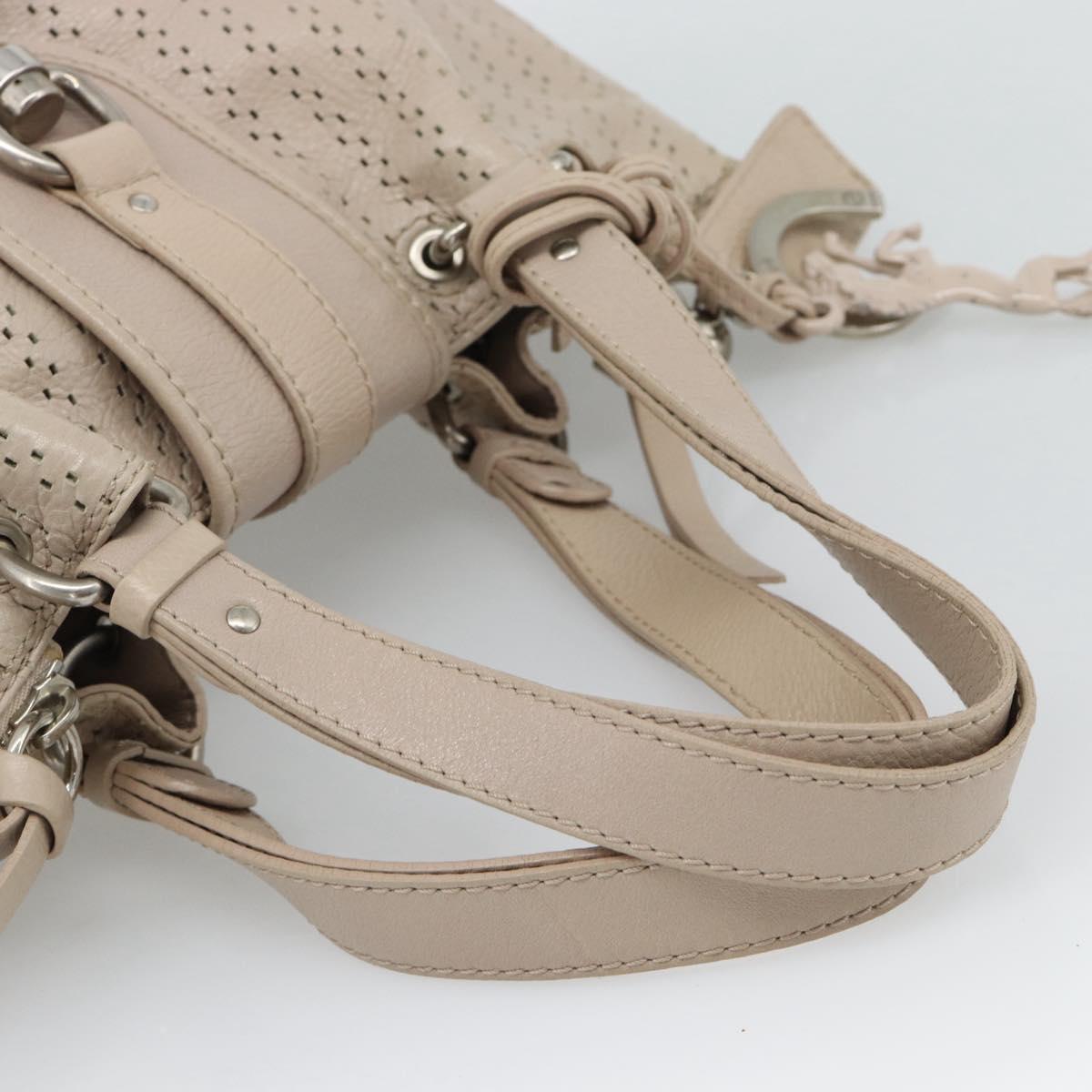 Chloe Kerala Hand Bag Leather Beige Silver Auth 187518V