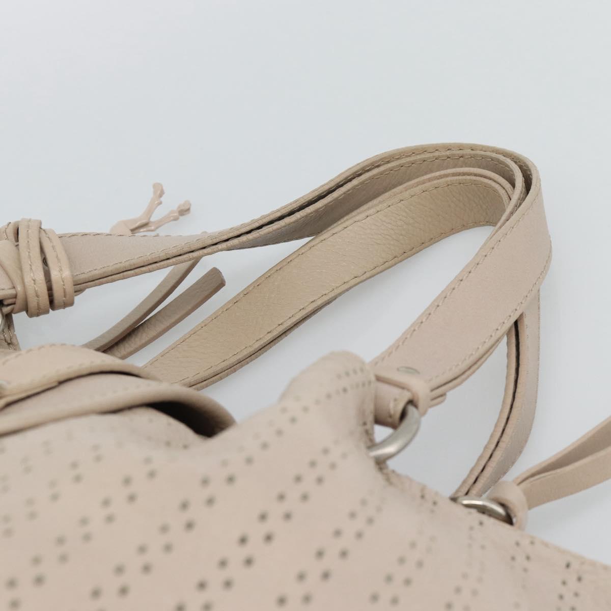 Chloe Kerala Hand Bag Leather Beige Silver Auth 187518V