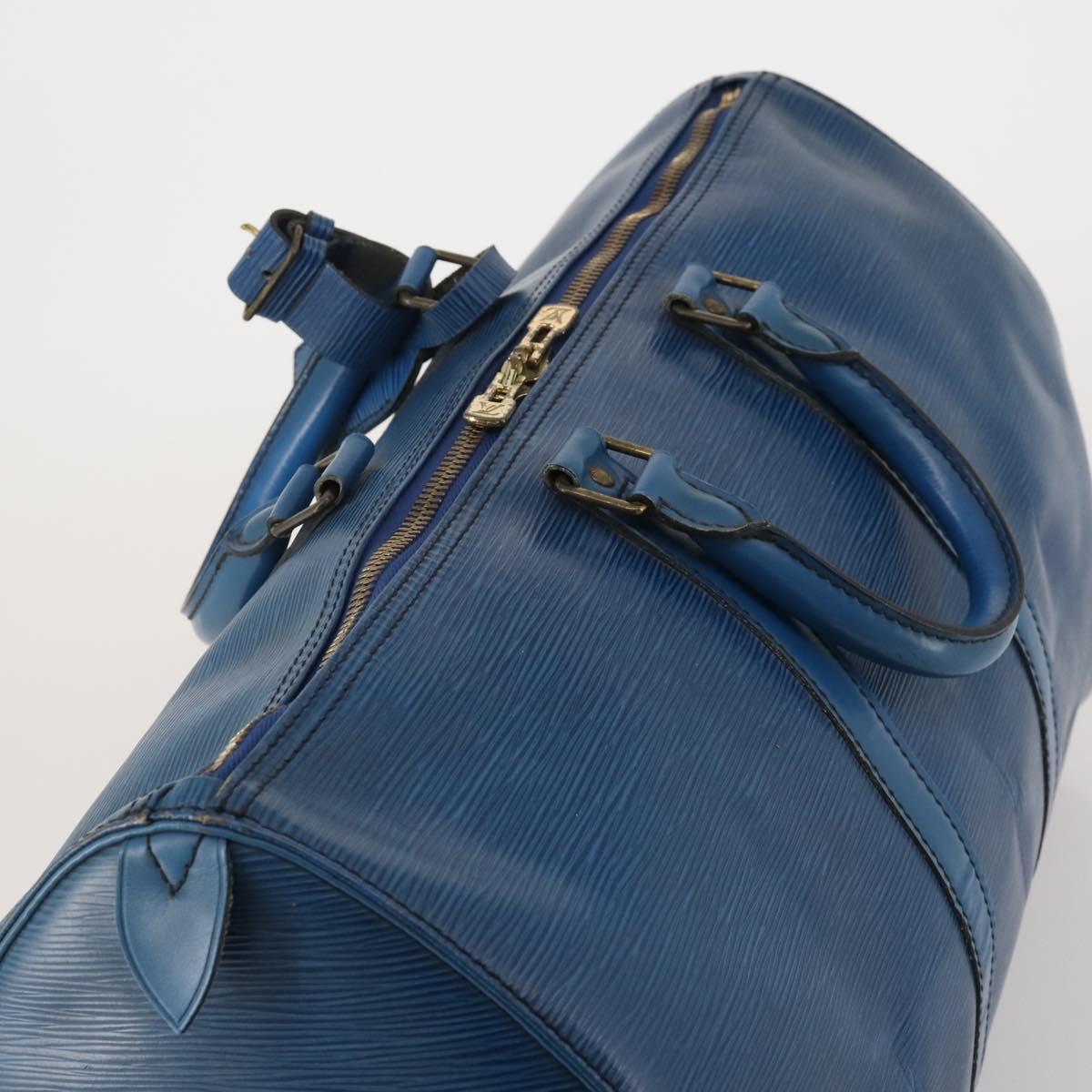 LOUIS VUITTON Epi Keepall 45 Boston Bag Blue M42975 LV Auth 187531