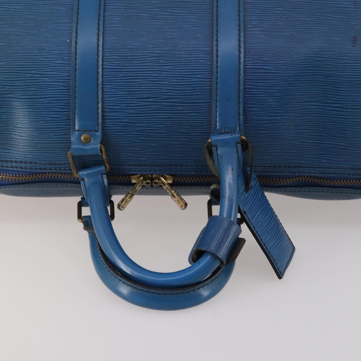 LOUIS VUITTON Epi Keepall 45 Boston Bag Blue M42975 LV Auth 187531
