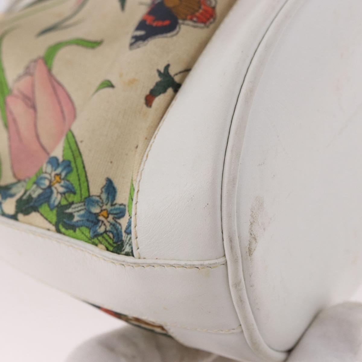 GUCCI Shoulder Bag Canvas Flora Beige Gold 007 14 0071 Auth 187532