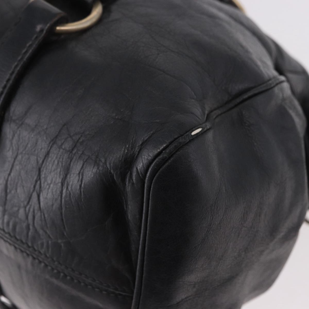 Miu Miu Hand Bag Leather Black Gold Auth 187540