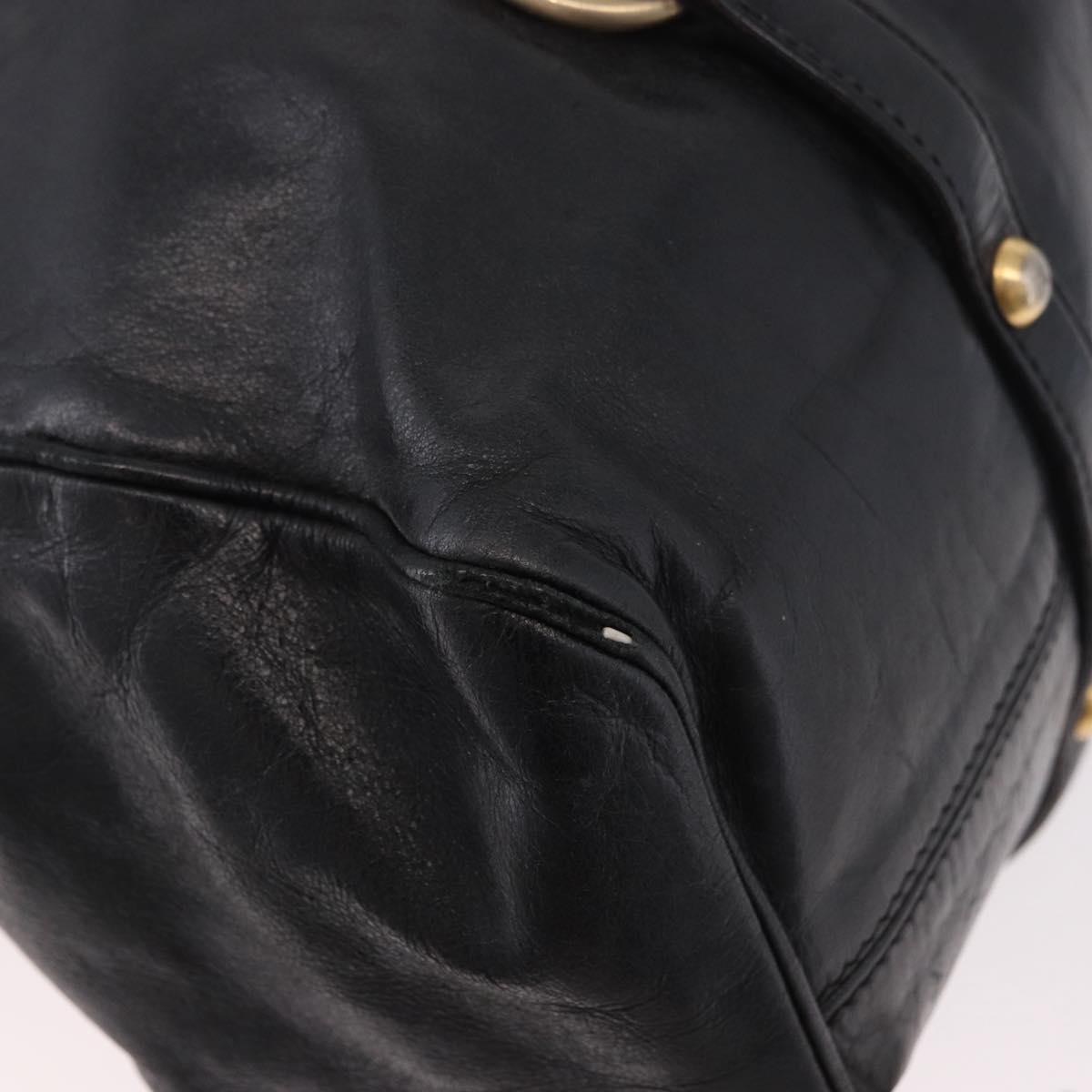 Miu Miu Hand Bag Leather Black Gold Auth 187540